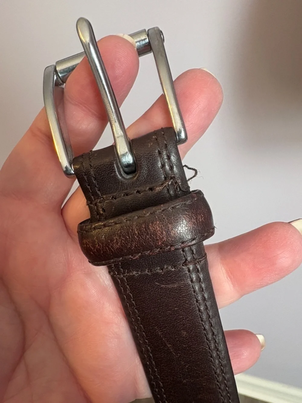 Coach Brown Leather Belt with Silver Metal Buckle